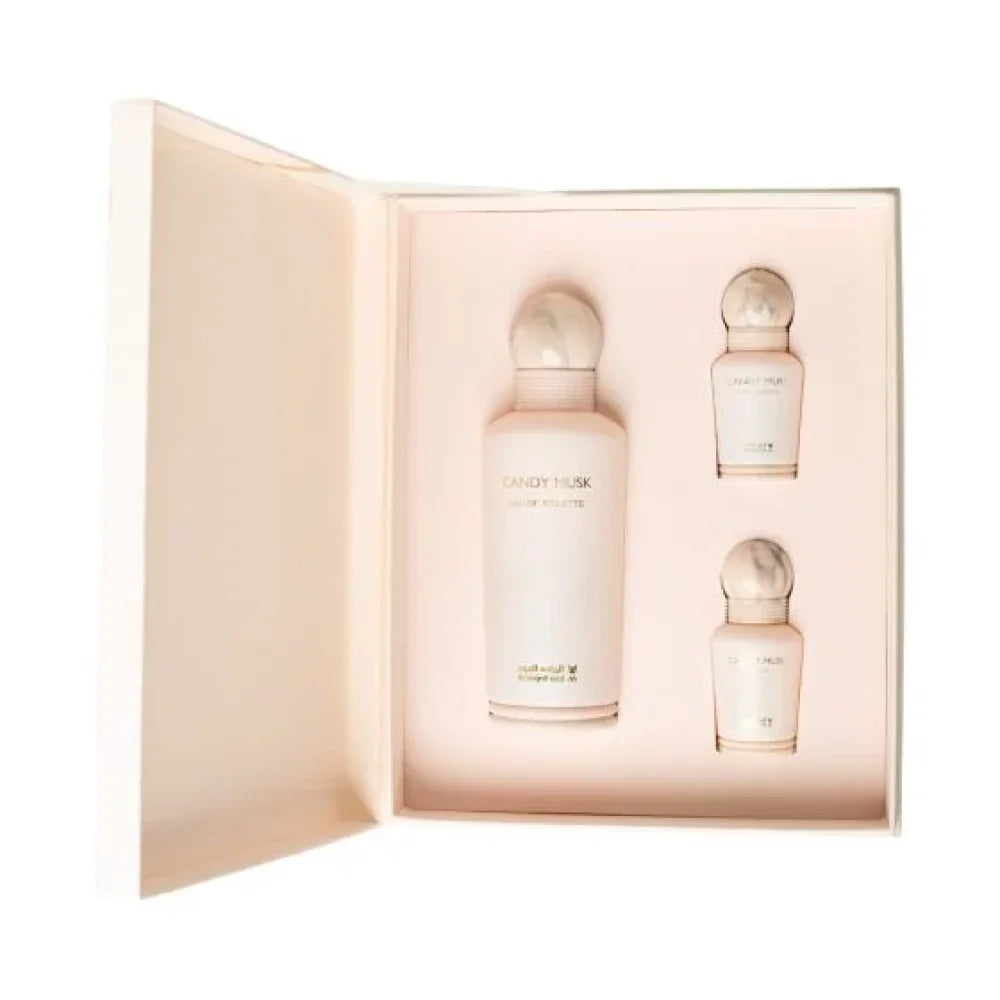 بوكس هدايا الماجد للعود – كاندي مسك 3 قطع