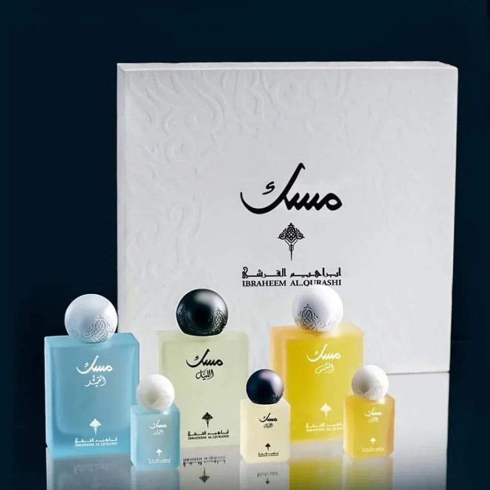 مجموعة المسك من إبراهيم القرشي الشمس والليل والقمر + بوكس 3 عطور ميني