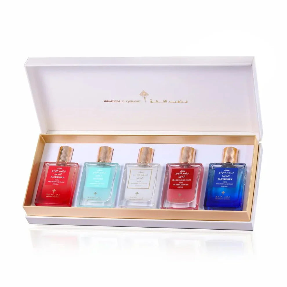 مجموعة عطور المسك كيوتس من إبراهيم القرشي – 5 × 30 مل | للجنسين